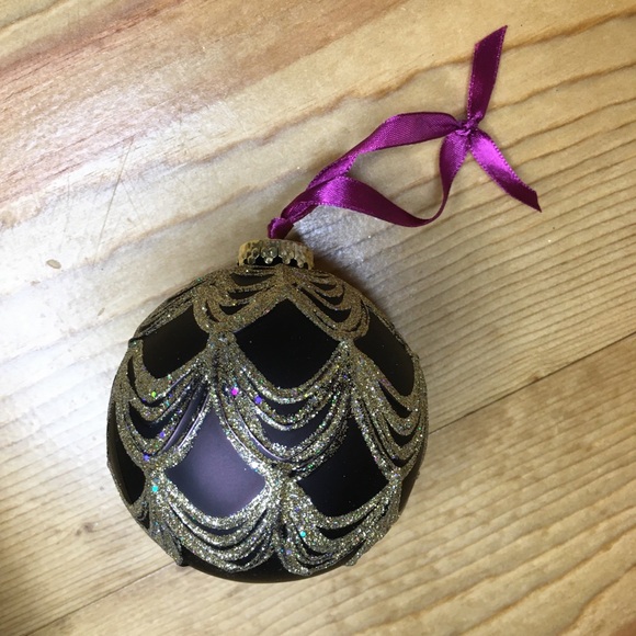 Purple Gold Glitter Christmas Ball Ornament - Picture 9 of 9